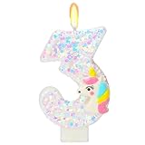 Number 3 Unicorn Birthday Number Candles for Cake, 3rd Pink Glitter Candle, Fun Unicorn Cake Topper, Birthday Decorations & Cupcake Toppers for Party Supplies