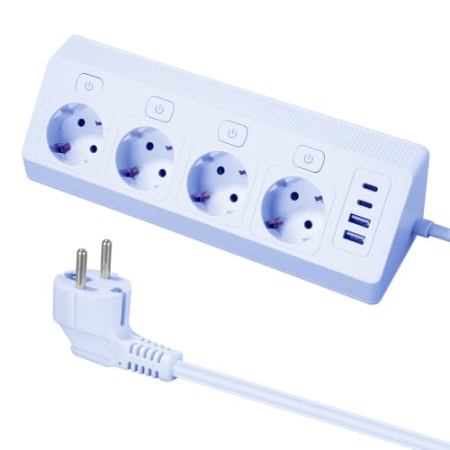 Regleta múltiple 8 en 1 con cable de 2m y protección sobretensiones
