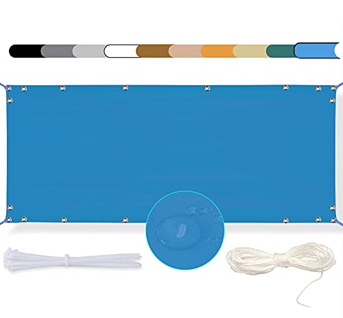 MEEYI Balkon Sichtschutz 70x150cm Balkon seitenmarkise Balkonabdeckung Balkonverkleidung Wind-und UV-Schutz Wetterfest mit Kabelbinder Ösen Seil, für Balkongeländer, Terrasse & Garten Blau