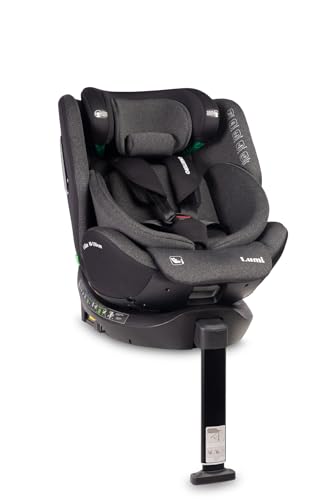 CARETERO - Lumi i-Size Kindersitz für Kinder - Kindersitzerhöhung Auto Kinder 40-150 cm, 12 Jahre Schutz Autositz, 360° Drehbar, ISOFIX & Stützfuß, Belüftet, Memory-Schaum - Dunkelgrau