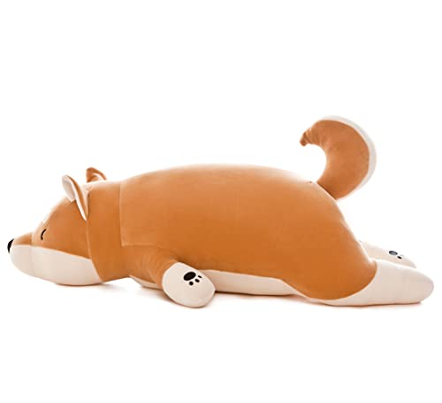 Neil Melody Muñeca larga suave almohada de felpa animal durmiendo perro almohada cojín de juguete relleno (marrón, 35.5 pulgadas) Cover