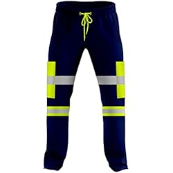 Ropa De Trabajo Fluorescente NOROZE Pantalones de Trabajo de Alta Visibilidad para Hombre, con Cinta Fluorescente Reflectante de Alta Visibilidad (XL, Estilo 2: Verde Neón/Azul Marino)