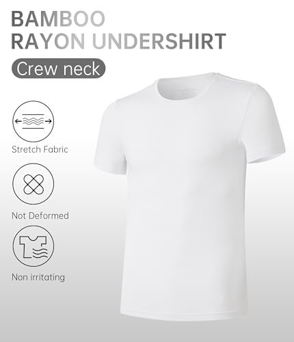 CF Men's Undershirts Bamboo Rayon Moisture-Wicking Crewneck Tees Cool & Dry Undershirts Slim Fit T-Shirts for Men 3 or 5 Pack4