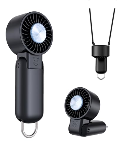 Portable Handheld Turbo Fan with LED Display - Turbocharged 32ft Cooling, Long-lasting 5 Speeds 4oz Lightweight, USB Rechargeable Mini Personal Hand Held Fan Gift for Women Men Travel, Office, Makeup