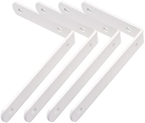 GDFYMI 4Pcs Shelf Bracket Heavy Duty Floating Shelves Brackets Stainless Steel Corner Brace Angle Bracket L Brackets for Wood 125X85mm/4.92"X3.36" Decorative Corner Brackets White