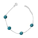 Inmaculada Romero IR Bracciale in argento sterling 925 da donna 16 cm. Pietre turchesi da 8 mm.