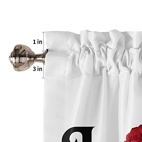Bilagawa Valentine's Day Valance Curtains,Love Rose Heart Black Buffalo Plaid Kitchen Valance,Rod Pocket Window Treatments For Kitchen Bathroom Bedroom,54X18 Inch #TOP4