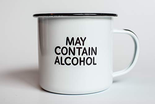 May Contain Alcohol | Enamel"Coffee" Mug | Sarcastic Gift For Vodka, Gin, Bourbon, Wine And Beer Lovers | Great Office Or Camping Cup For Dads, Moms, Campers, Tailgaters, Drinkers, And Travelers #TOP2