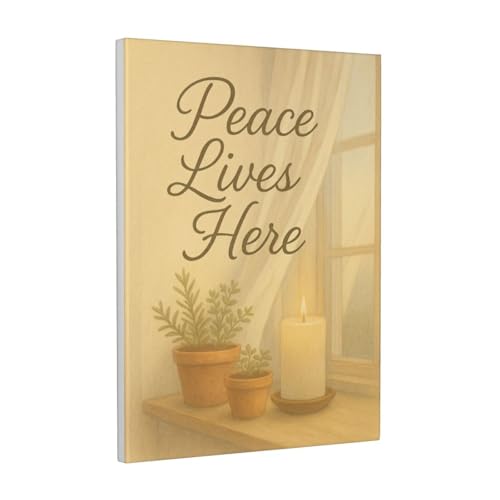 Peace Lives Here on a Cozy Windowsill 16x20 Inch Canvas Wall Art ...