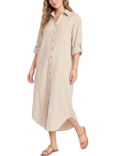 Image of Kuraki Women's Casual Print Button Front Maxi Shirt Dress