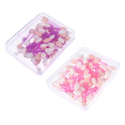 Gogogmee Eyeshadow Brush Kit 100pcs Double Head Eye Shadow Brushes Comfortable Plastic Handle Soft Sponge Tips