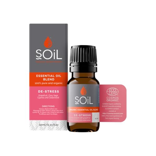 Soil Organic Essential Oil Blend 10ml, Contains Grapefruit, Clary Sage, Cypress & Cedarwood, Woody Citrus Aroma for Diffusers & Aromatherapy, Ideal for Relaxation & Unwinding, Massage & Bath Blends