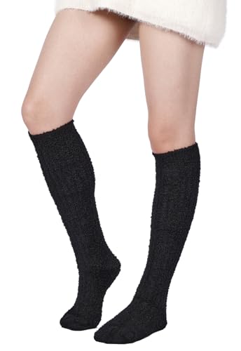 Moon Wood Women's Fuzzy Knee High Winter Warm Plush Leg Warmers Thermal Slouch Socks2