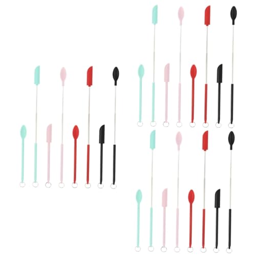 PRETYZOOM 3 Juegos Espátula De Mermelada Pinzas Para Frutas Pinzas Para Servir Comida Cucharas De Oro Para Servir Herramienta Agitadora De Mantequilla De Maní Gel De Sílice 8 Uds * 3