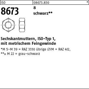 ISO 8673 8 M 30 x 1,5 schwarz schwarz VE=S Sechskantmuttern 10 Stück