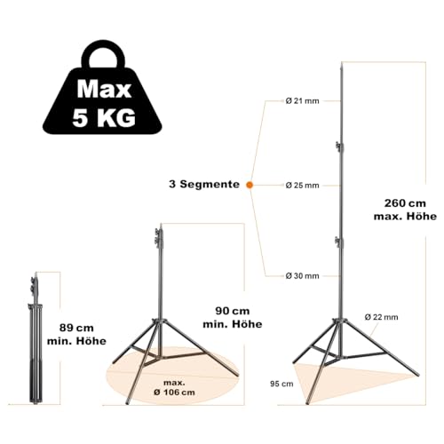 Walimex Pro Led Versalight 500 Bi Color Set Comprenant Une Lampe De Surface Un Pied De Lampe Jusqu'à 260 Cm Et 2 - vue 8
