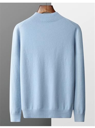 Men Long Sleeve Slim Fit Sweater Casual Soft Warm Loose Knit Pullover Half Neck Solid Color Sweaters3