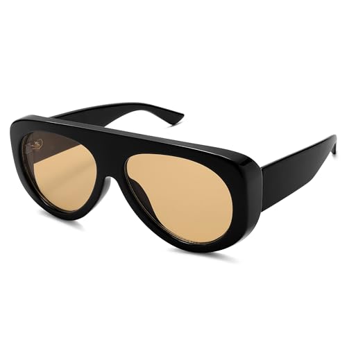 Trendy Aviator Sunglasses Womens Mens Retro 90s Rectangle Wrap Shades Oversized Style AR823724