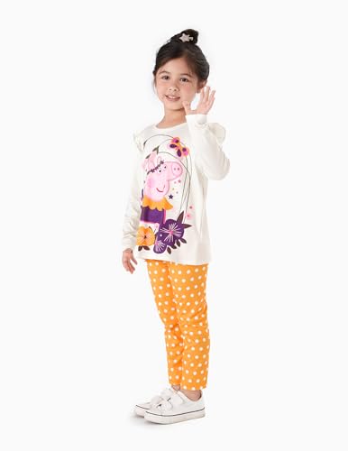 Image of Peppa Pig Girls Pant Sets Ruffle Long Sleeves Top Shirt and Leggings Clothing Set for Toddler Girls Fall Clothes Size 2-6T