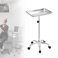 Mayo Instrument Stand, Mobile Rolltisch für Zahnmedizin, Veterinärmedizin, Haustierkliniken Zubehör - Verstellbare Höhe 35 \-51\ Doppelposten Dienstwagen mit Lift-Out-Tray (C)