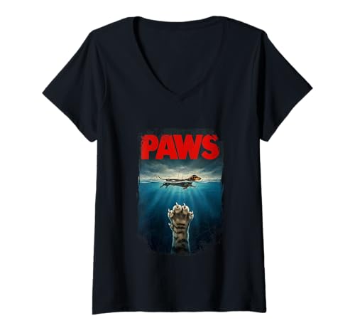 Mujer Póster de la película Paws Dachshund Parody - Perro Salchicha Divertido y Lindo Camiseta Cuello V