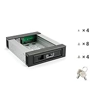 FANTEC 2188 BP-T3525 SAS I,II + SATA I,II,III Wechselrahmen für eine 3,5"/2,5" HDD oder SSD in einem 5,25" Einschub. Festplattenträger. Aluminiumgehäuse. Front in schwarz – Ansicht 5