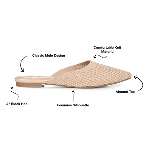 Image of Journee Flat Knit Mules for Women - Closed Pointed Toe Slip-On Shoe - Comfortable Aniee Slide
