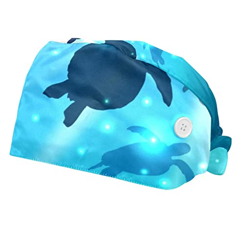 Casquette de travail tortue sous l'eau couvre-chef unisexe réglable lot de 2 pièces