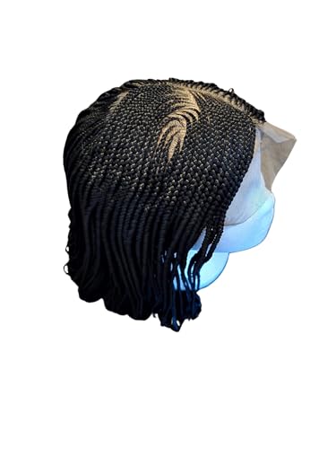 Perruque longue tricotée mèches brunes cheveux synthétiques lisses