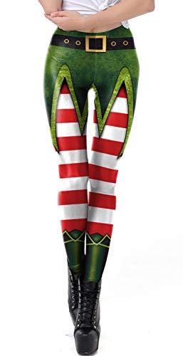 Leggings navideños con león para mujer de Shoperama en negro y dorado