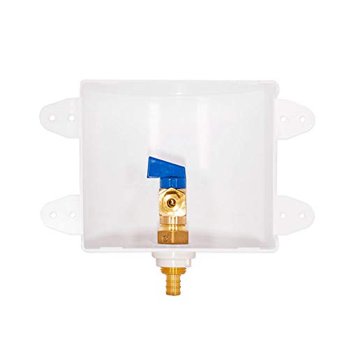 Image of Eastman 1 /2 Inch PEX Connection x 1 /4 Inch OD Compression Ice Maker Outlet Box, Quarter Turn Ball Valve, Pre-Assembled, 60233
