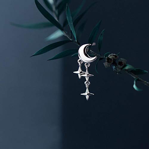 SLUYNZ 925 Sterling Silver Tiny Moon Star Earrings Studs for Women Teens Small Moon Studs Earrings Star Drop4