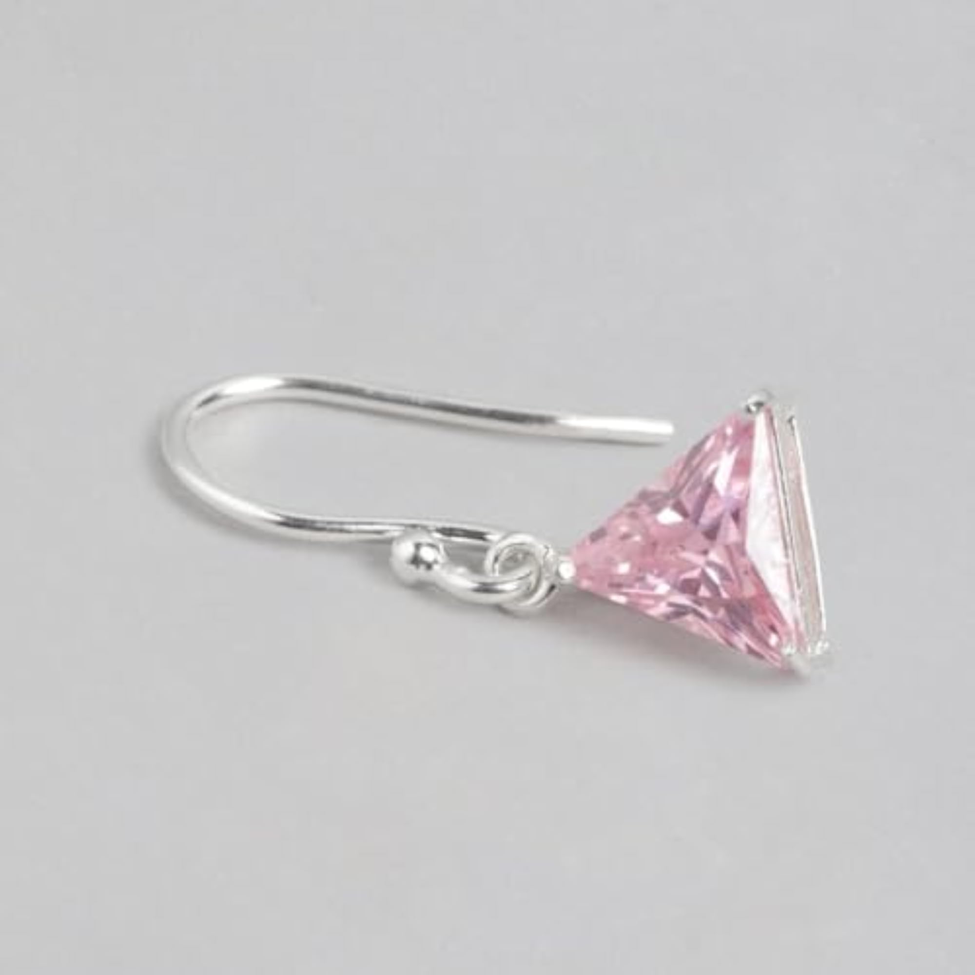 925 Silver Pink CZ Rhodium Plated Dangler Earrings