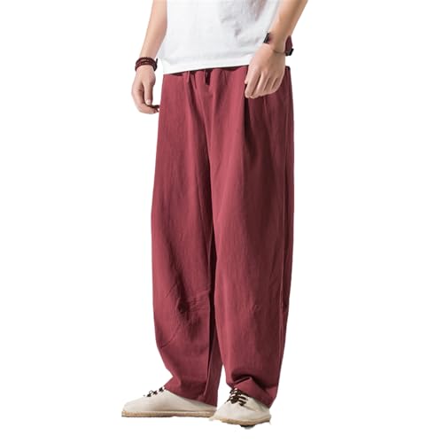 GUOYUXIAO Men's Pants Spring Chinese Style Loose Large Size Wide Leg Trouser