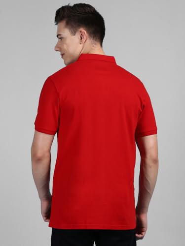 Image of Lux Cozi Men's Regular Fit Polo Neck Half Sleeve Solid Casual T-Shirt with Chest Pocket COZI 2122 NB RD 3XL 2PC Navy and Red