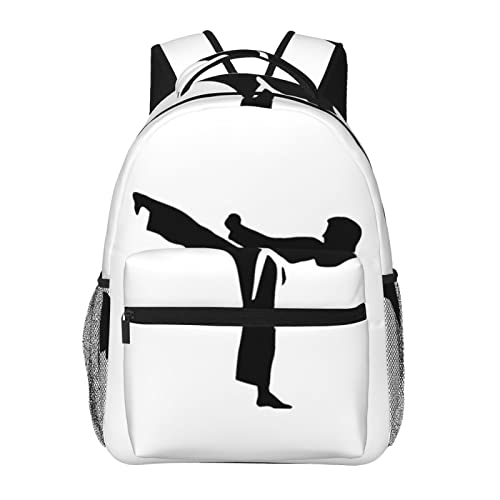 Sac d'école grande capacité karaté noir avec port de charge USB voyageur