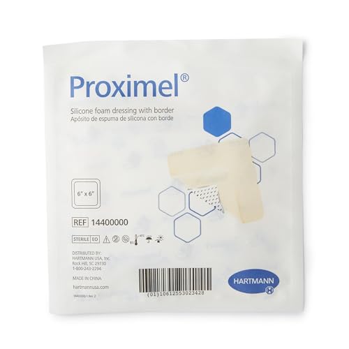 Hartmann Foam Dressing Proximel 6 X 6 Inch with Border Waterproof Film Backing Silicone Adhesive Square Sterile BX of 5
