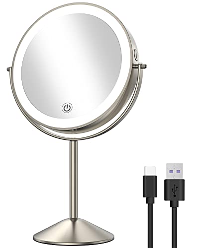 Espejo de maquillaje iluminado Gospire de 8 pulgadas redondo