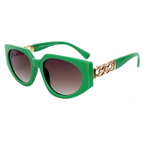 OuShiun Cat Eye Retro Sunglasses for Women Vintage Frame Trendy Shades UV401 Protection Sunnies(GREEN)