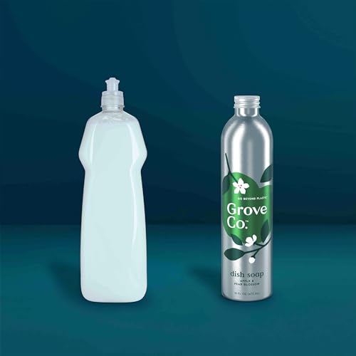 Image of Grove Co. Ultimate Dish Soap Refills 16 Fl Oz Removes 48-hr Stuck-on Food and Grease, Plastic Free Cleaning Products, 100% Natural Lavender Blossom & Thyme Fragrance
