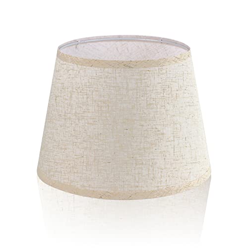 LgowithU Abat-jour en tissu, abat-jour à tambour moyen pour lampe de table, lampe murale, lampe de chevet et lampadaire, lin naturel, couverture rigide fabriquée à la...