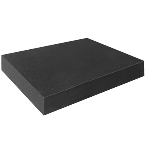 Black Polyurethane Foam Inserts for Cases, 16 x 12 x 3 Inch, Cuttable Packing Padding for Tool Box, Camera, Crafts and Storage