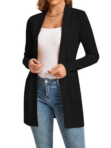 Women's Cardigan Sweaters Long Sleeve Soft Open Front Knit Cardigan with Pockets4