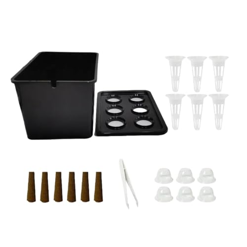 Whllimsk 水耕栽培キット 6穴 2個 室内屋外兼用 無土壌栽培ボックス 初心者向け家庭菜園セット 野菜/ハーブ/果物/花 簡単設置で栄養豊富な新鮮収穫(ブラック)