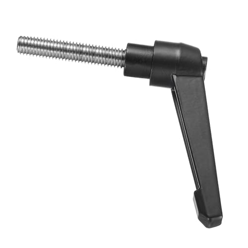 Image of uxcell Adjustable Clamping Lever Handle M8 x 40mm Metric 304 Stainless Steel Male Threaded Stud Hand Knobs Push Button Ratchet Rotating Screw Handles Bolts with Locking Lever Black
