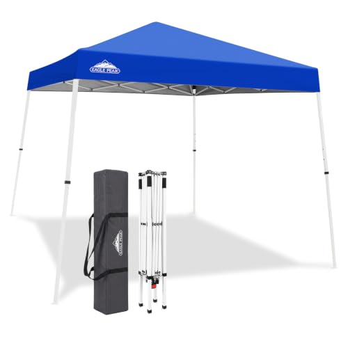 EAGLE PEAK 10x10 Slant Leg Pop Up Canopy Tent, Blue