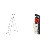 Hailo L60 StandardLine | Aluminum Folding Stepladder | Eight Steps | Integrated Multifunctional Storage Tray & 9947-001 Easy Clix Foot Change System, Size L, Black