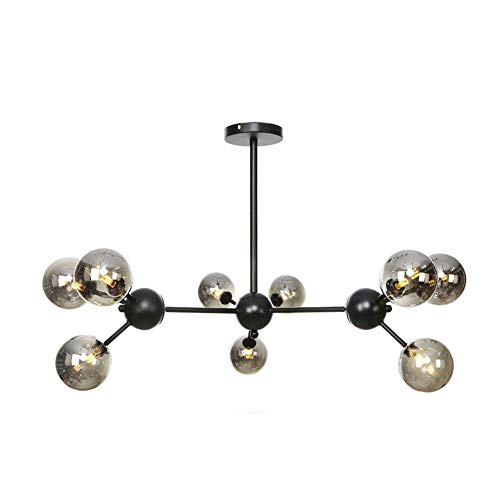 Plafonnier Sputnik Mid Century de prestige en verre SoCal Smoke Grey à 8 lumières
