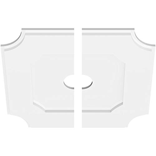 Image of Ekena Millwork CMP20LE2-03000 Locke Architectural Grade PVC Contemporary, Two Piece Urethane Ceiling Medallions 20 inchOD x 3 inchID x 12 inchC x 1 inchP