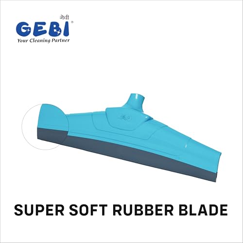 Image of Gebi Richline Luxury Floor Wiper | Soft Rubber Blade | Long Handle for No Bending | Durable Body | Covers Large Area | Angular Design for Easy Cleaning | Blue Colour| Rubber Blade| Pack of 1|